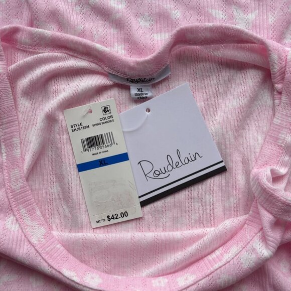 Roudelain Size XL 2PC Pink & White Tank & Shorts Comfy Soft Pajama Set NWT - Picture 12 of 12